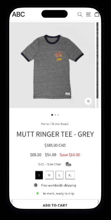 Shopify store development services mockup showcase on mobile