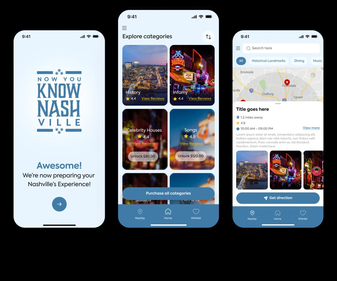 Android App Development Services The image shows three mobile screens with different Android app layouts, and multiple tech icons revolving around them