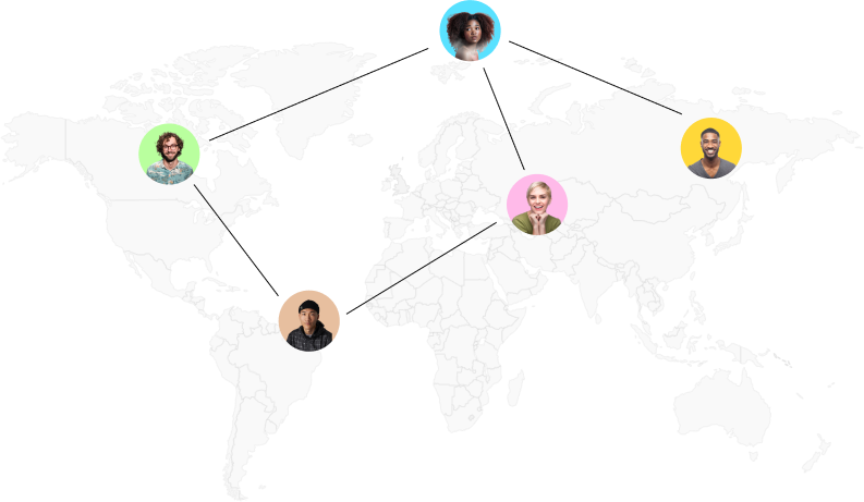 the image shows connecting people from all over the world