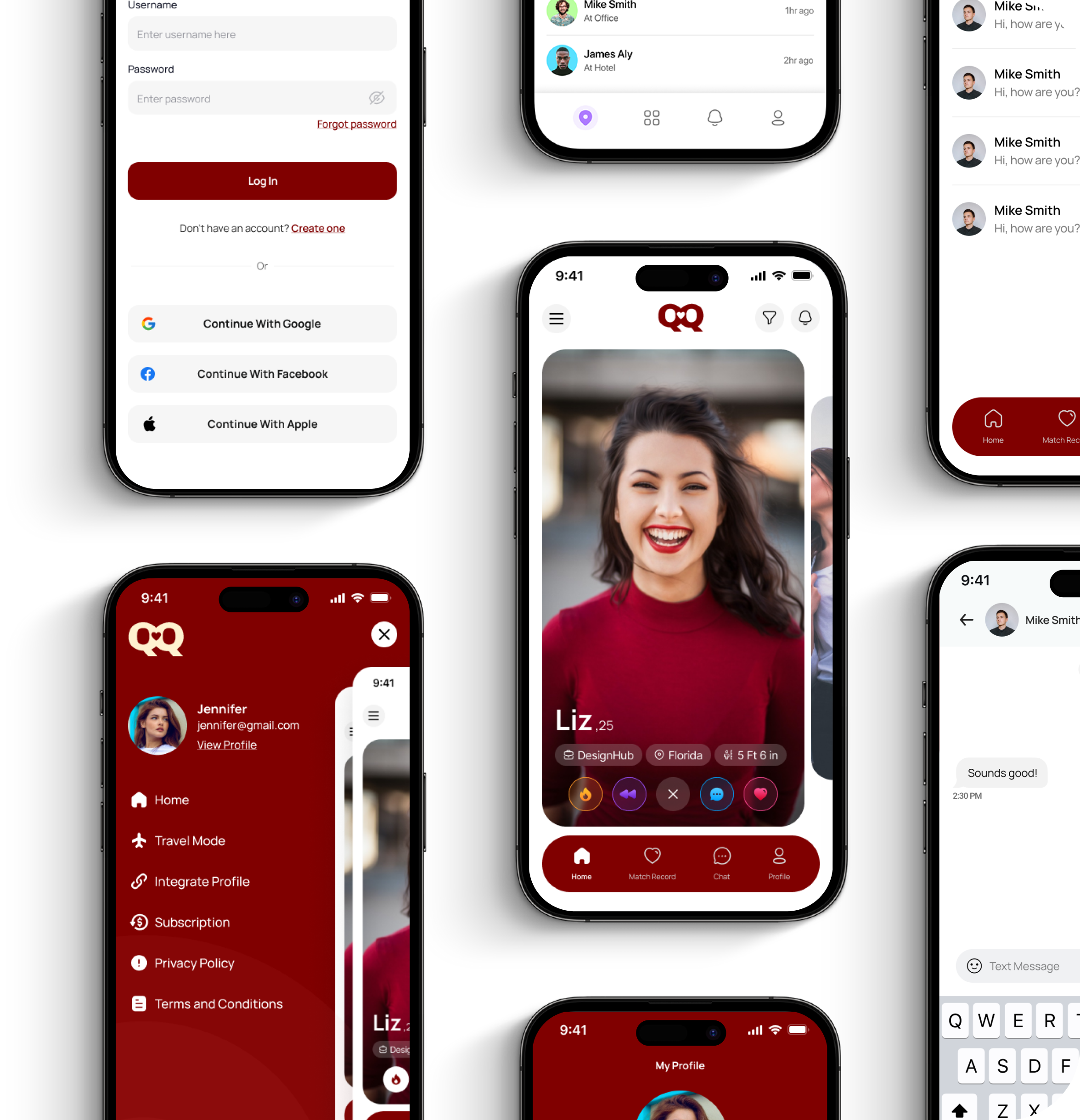 he image shows multiple screens of applications.
